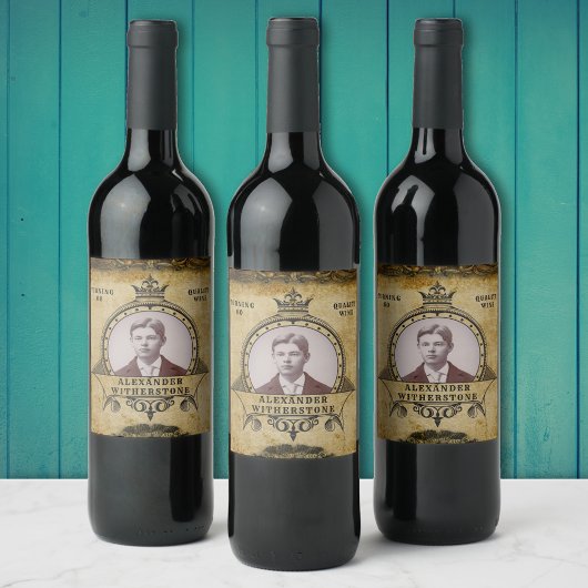 Aangepaste 60e foto-sjabloon op jaardag wijn etiket