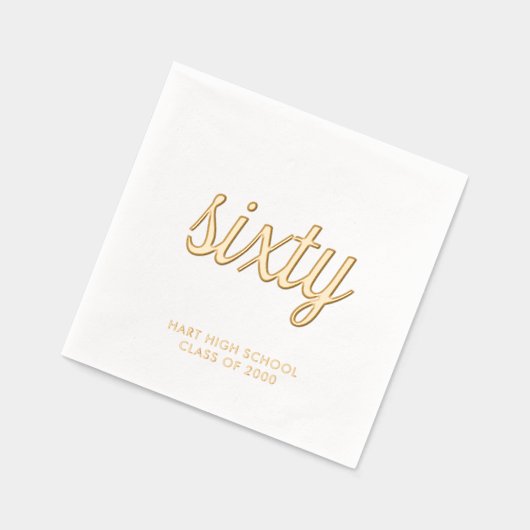 Aangepaste 60e reünie moderne gouden folie servett folie servetten (Links)