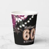 Aangepaste 60e Roos op jaarbasis Wijn Luxe Papieren Bekers (Voorkant)