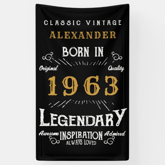 Aangepaste 60e verjaardag 1963 Legendary toevoegen Spandoek (Verticaal)