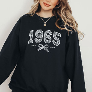 Aangepaste 60e verjaardag 1965 Kant Coquette Bow Trui