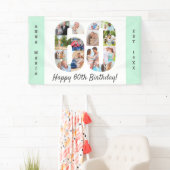 Aangepaste 60e verjaardag Foto Collage Mint Spandoek (Insitu)