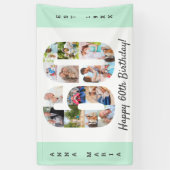 Aangepaste 60e verjaardag Foto Collage Mint Spandoek (Verticaal)