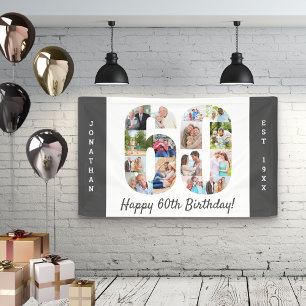 Aangepaste 60e verjaardag Foto-collage op feestdag Spandoek