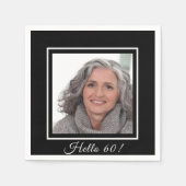 Aangepaste 60e verjaardag foto zwart wit servet (Voorkant)