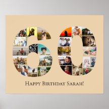 Aangepaste 60e verjaardag of jubileum fotomontage