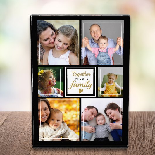 Aangepaste 6 Afbeelding Collage Familie Quote Zwar Fotoblokken