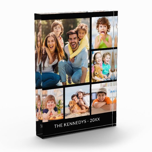 Aangepaste 6 Afbeelding Collage Familienaam Minima Fotoblokken (Links)