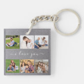 Aangepaste 6 Foto met aangepaste tekst Sleutelhanger (Achterkant)