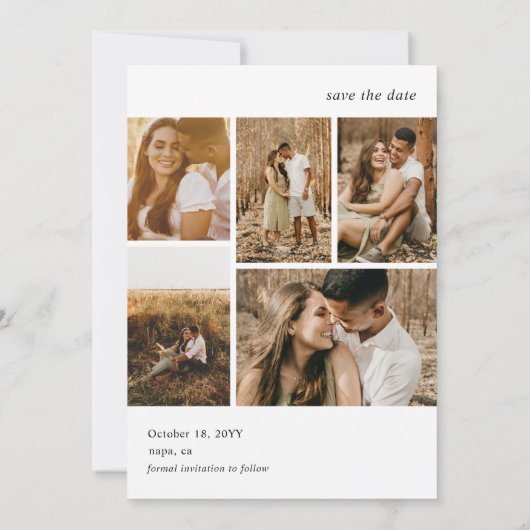 Aangepaste 6 foto Trendy bruiloft Save the Date Ka Kaart (Achterkant)