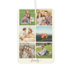 Aangepaste 6 fotocollage-familie, aangepaste tekst luchtverfrisser