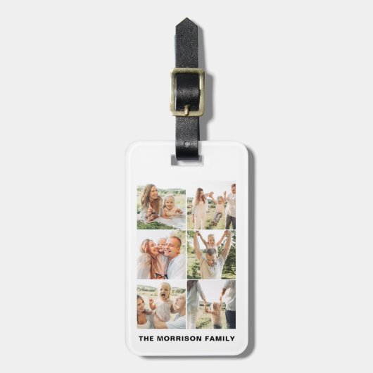 Aangepaste 6 fotonaam bagagelabel (Voorkant verticaal)