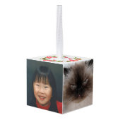 Aangepaste 6-zijdige Photo Cube Kerst Ornament (Achter hoekig)