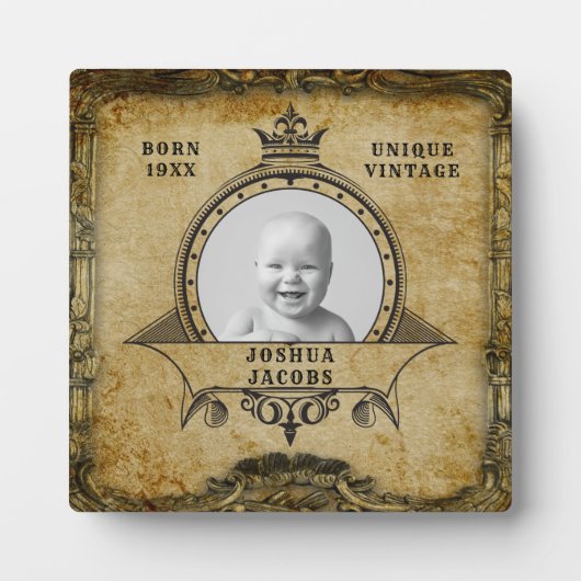 Aangepaste 70e  foto-sjabloon voor geboorte fotoplaat (Voorkant)