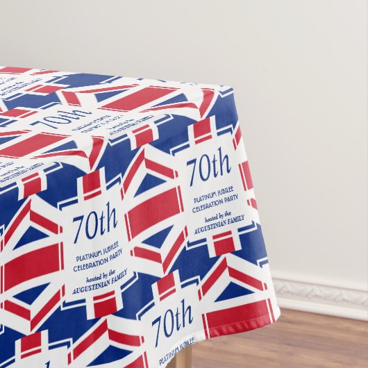Aangepaste 70e Platinum Jubilee Union Jack Tafelkleed (Voorbeeld)