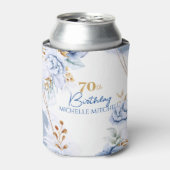 Aangepaste 70e verjaardag blauw goud blikjeskoeler (Blikje Voorkant)