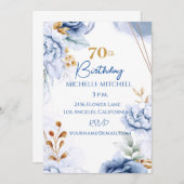Aangepaste 70e verjaardag blauw goud kaart (Voorkant / Achterkant)
