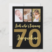Aangepaste 70e verjaardag Gouden moderne fotocolla Kaart (Voorkant)