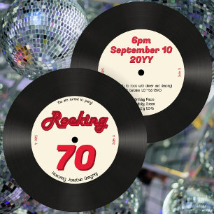 Aangepaste 70e verjaardag Retro Music Record Rocki Kaart
