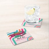 Aangepaste 70'er jaren Retro Disco Verjaardag Boog Vierkante Kartonnen Onderzetter (Insitu)