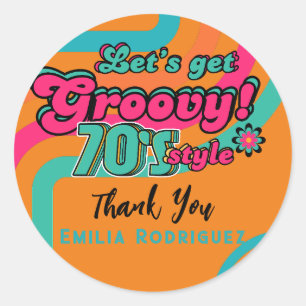 Aangepaste 70's Retro Disco Verjaardags Boogie Gro Ronde Sticker
