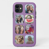 Aangepaste 7 Fotocollage Paarse Vierkante Sjabloon Case-Mate iPhone Case (Achterkant)