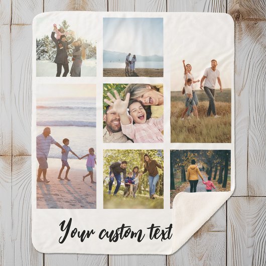 Aangepaste 7 fotocollage sherpa deken