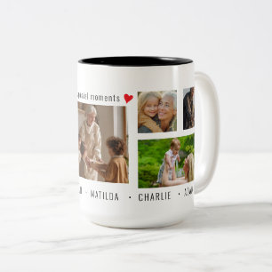 Aangepaste 7 foto's & tekst speciale momenten tweekleurige koffiemok