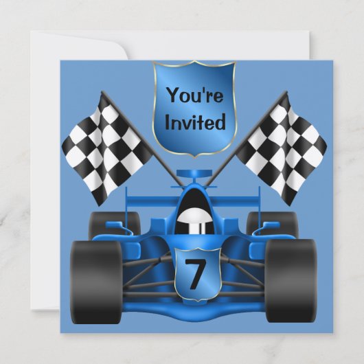 AANGEPASTE 7e BIRTHDAY Race Car Invitation Kaart (Voorkant)