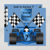 AANGEPASTE 7e BIRTHDAY Race Car Invitation Kaart (Voorkant / Achterkant)