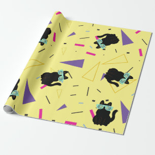 Aangepaste 80-inch Retro Black Cool Cat Throwback Cadeaupapier