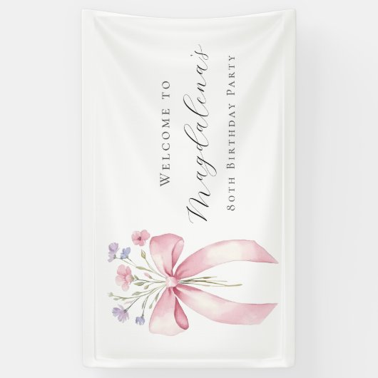 Aangepaste 80e verjaardag Banner Bow Wildflower (Verticaal)
