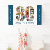 Aangepaste 80e verjaardag Foto-collage Spandoek (Insitu)