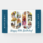 Aangepaste 80e verjaardag Foto-collage Spandoek (Horizontaal)