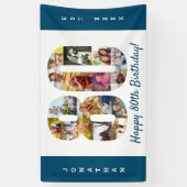 Aangepaste 80e verjaardag Foto-collage Spandoek (Verticaal)