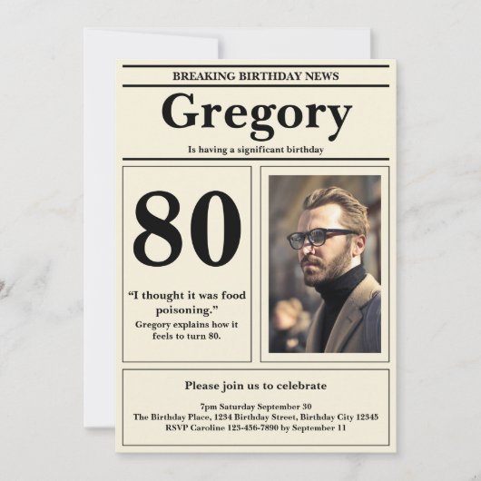 Aangepaste 80e verjaardag Grappige offerte Retro K Kaart (Voorkant)