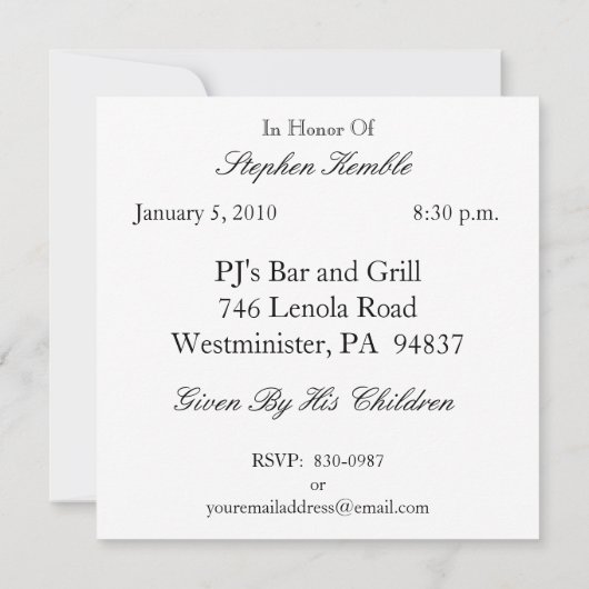 Aangepaste 80e verjaardag Uitnodigingen van de Par (Achterkant)