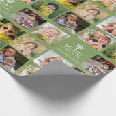 Aangepaste 8 Foto Collage Avocado Groene Kerstmis Cadeaupapier (Hoek)