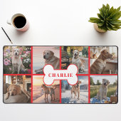 Aangepaste 8 Foto Collage Hond Bone Huisdier Rood Bureaumat