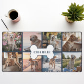 Aangepaste 8 Foto Collage Hond Bone Pet Navy Bureaumat