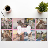 Aangepaste 8 Foto Collage Hond Bone Pet Pink Bureaumat