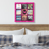 Aangepaste 8 Vierkante Fotocollage Girly Roze Mono Canvas Afdruk (Insitu (Slaapkamer))