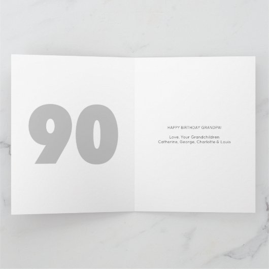 Aangepaste 90e nummer Fotocollage Aangepaste begro Kaart (Binnen)