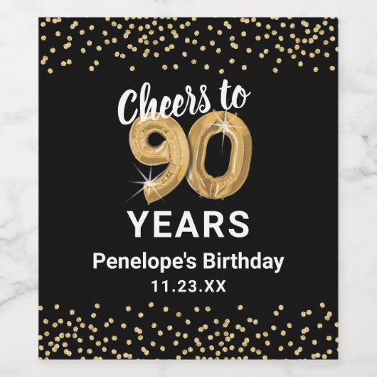Aangepaste 90ste verjaardag wijn etiket (Enkel label)