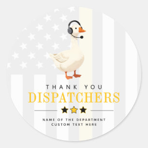Aangepaste 911-dispatch-eend met headset Bedankt Ronde Sticker