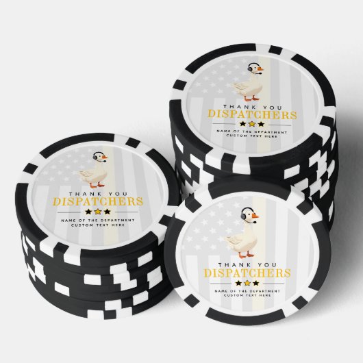 Aangepaste 911-dispatchgans met headset Bedankt Poker Chips (Opstapeling)