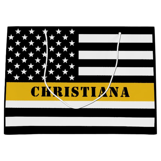 Aangepaste 911 verzender VS vlag met gouden lijn Groot Cadeauzakje (Voorkant)