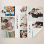 Aangepaste 9 foto Collage Black en White Sherpa Deken (Voorkant (horizontaal))