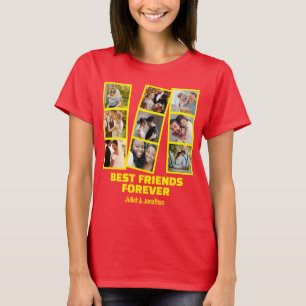 Aangepaste 9 foto collage & naam Beste vriend(in) T-shirt