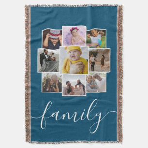 Aangepaste 9 foto- en tekstfotocollage deken